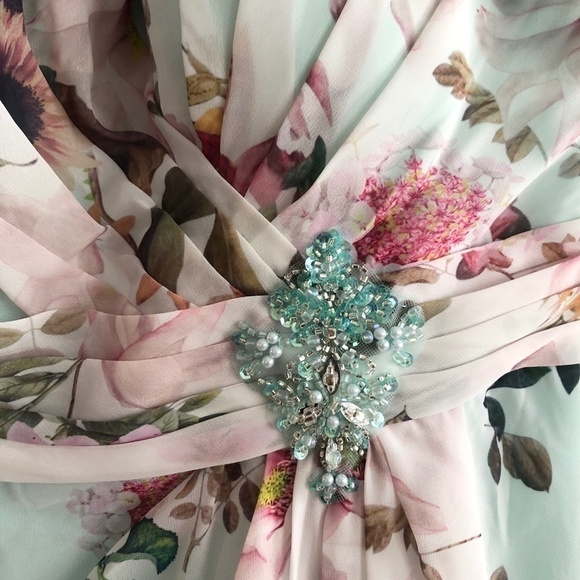 FLORAL Dress, Sleeveless, Size 16, New With Tags, Teal Colour, No Alterations - Picture 5 of 16